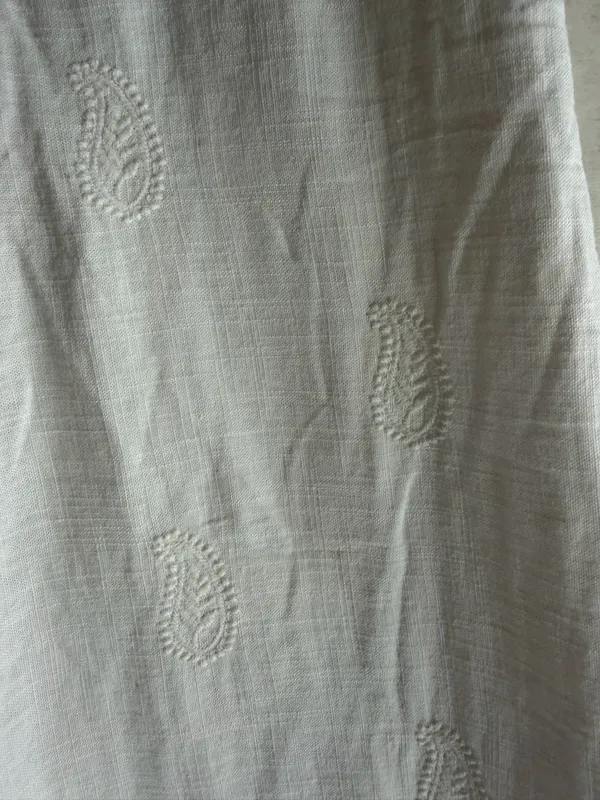 ZARA Pants Linen Wide-Leg White embroidered size 2 - Image 3