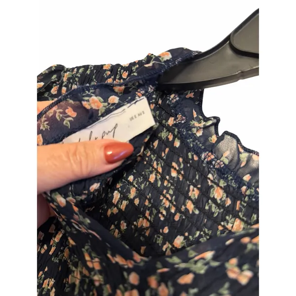 Petal + Pup Edwina Smocked Navy Tiered Smocked Floral Dress - Size S - Image 11