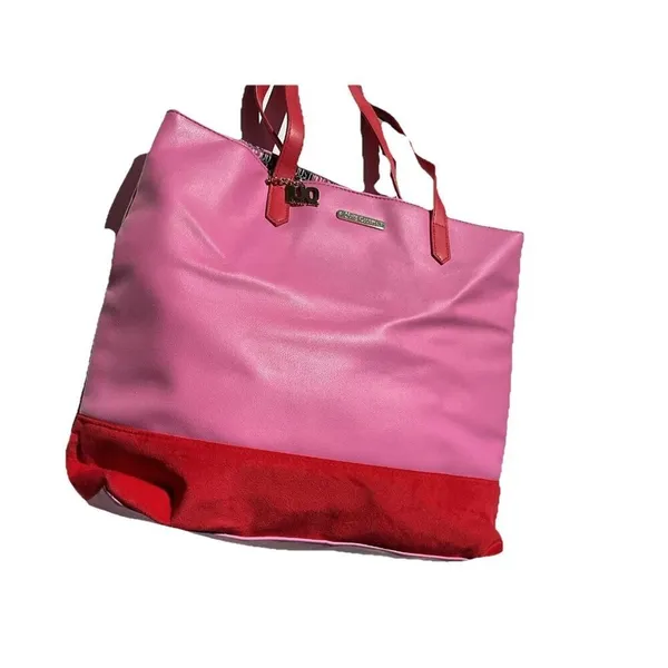 Vintage Juicy Couture Large Pink Leather Red Velvet Y2K Summer Travel Bag - Image 9