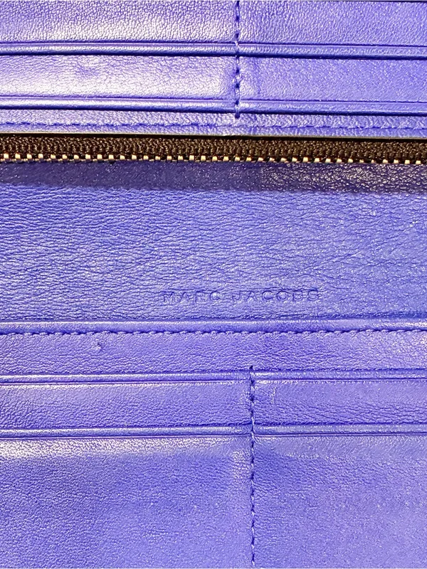 Marc Jacobs Gotham Pebbled Leather Wallet in Blue - Image 4