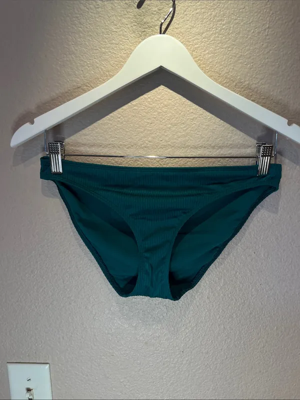 Hollister Women’s Jade Green Ribbed Bikini Bottoms Size Small - Image 2