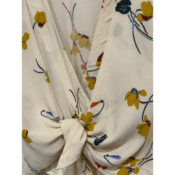 Capulet Cream‎ Floral Tie Front Long Sleeve Bodysuit V-Neck BSH1800-CTF XS - Image 2