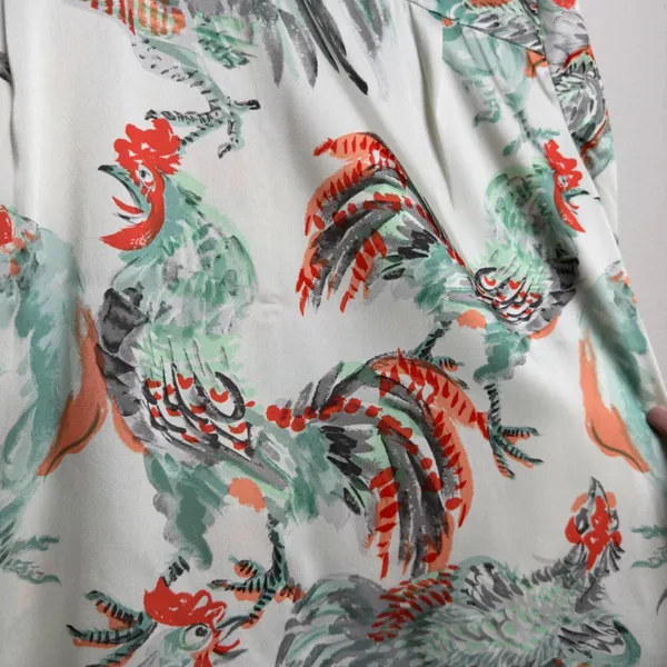 J. Crew Collection‎ Women Rooster Top M White Pleated Button Front Top Novelty - Image 13