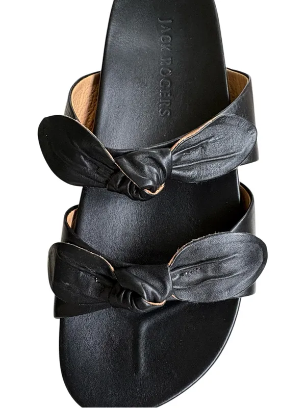 EUC Jack Rogers Leather Monica Double Knot Slide Sandals Black Size 9 - Image 2