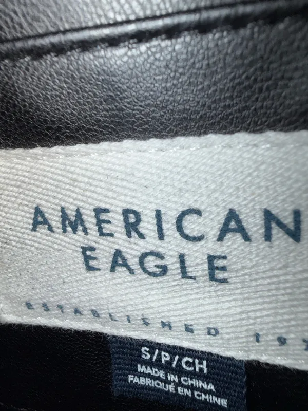 Black American Eagle Leather Jacket - Image 2