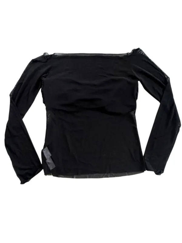 Size L Halara Off the Shoulder Long Sleeve Mesh Top Black - Image 2