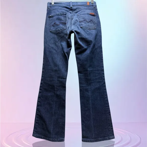 7 for all Mankind Bootcut Flared Jeans Women Size 26 Blue Distressed+Stretch - Image 2
