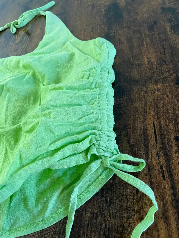 Y2K Halter Green Ruched top Size L - Image 2