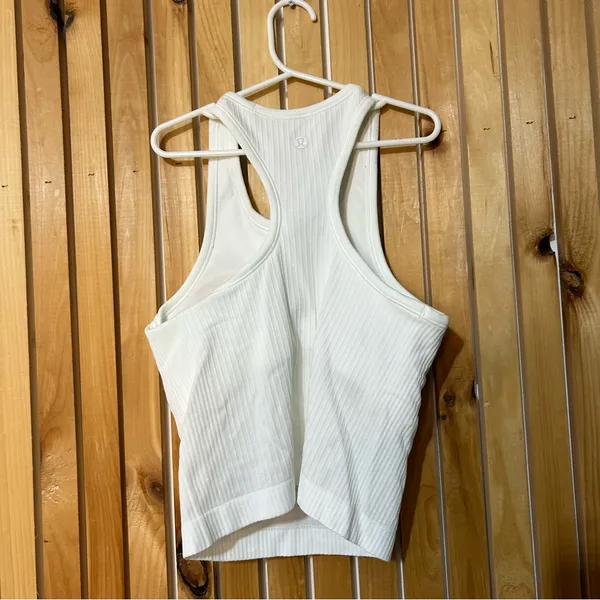 Lululemon Ebb to Street Racerback Crop Top White Size 4 Yoga Workout Gym - Image 3