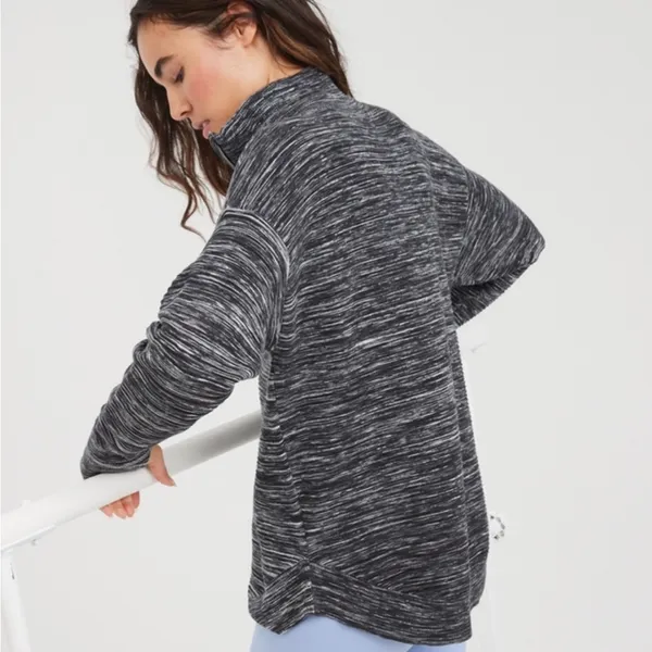OFFLINE‎ By Aerie Home Stretch Quarter Zip Sweater Black Size Oversized XS - Image 3