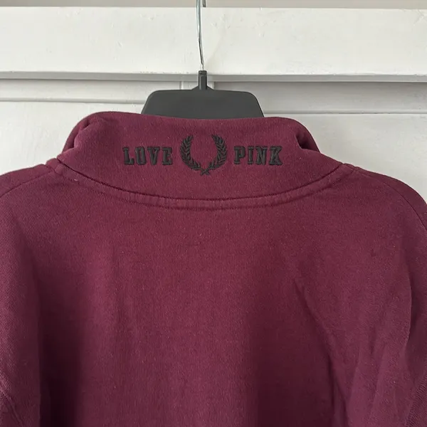 VTG Y2K Victoria’s Secret PINK Women’s Maroon Quarter Zip • Sz Small - Image 4
