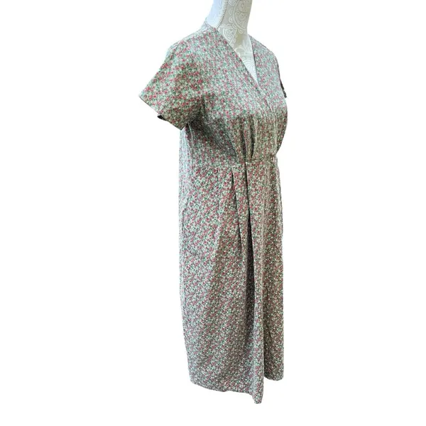 Modest Cottagecore Midi Dress Ditsy Floral Corduroy Pinwale Handmade Prairie - Image 4