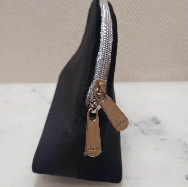 Dior Black Velvet Silver Zipper Trousse Pouch Clutch Bag - Image 4