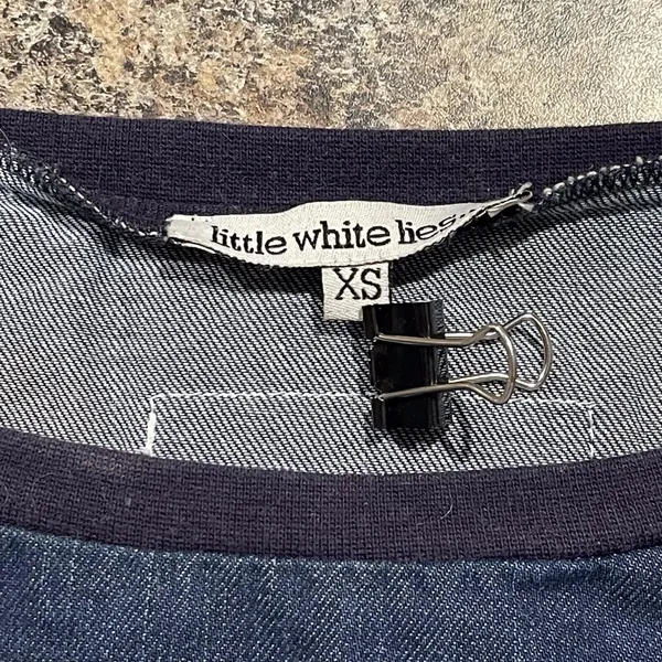 Little White Lies Womens Dress Denim Shift Pockets‎ Short Sleeve Blue Size XS - Image 3