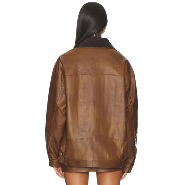 Show Me Your Mumu Maverick Bomber Jacket in Chestnut Brown XSmall New Womens - Image 2