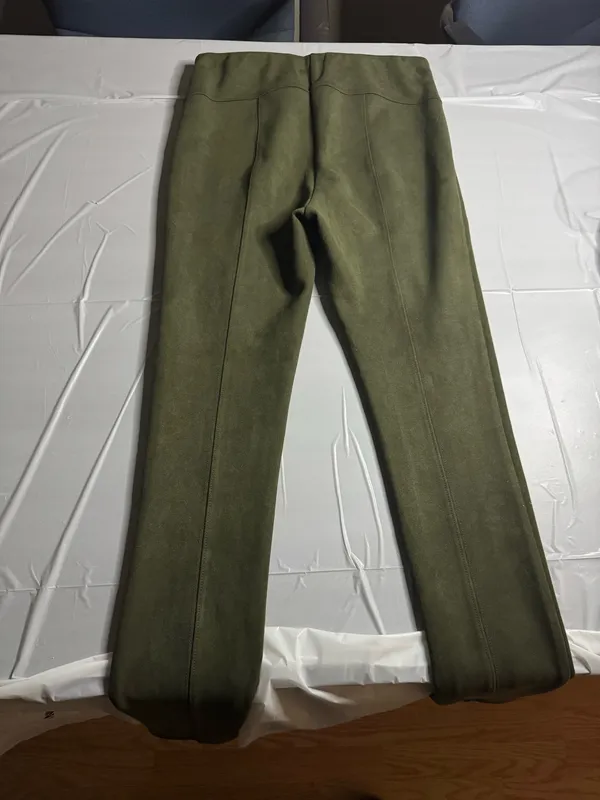 Anthropologie Army Green Faux Suede Legging Pants Size 28 Tall - Image 3