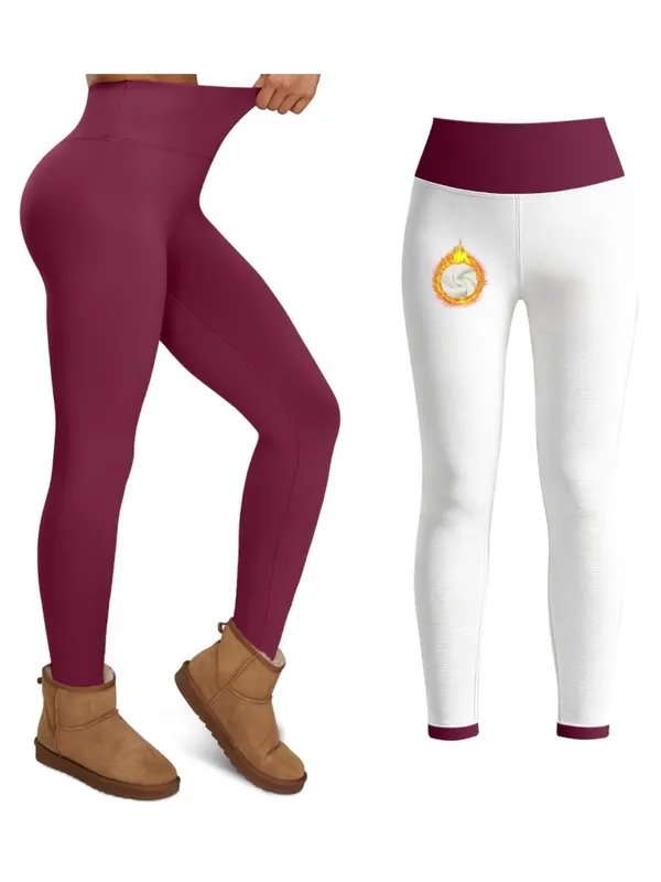 Thick Fleece Lined Leggings Tummy Control High Waisted Workout Thermal. Size L - Image 2