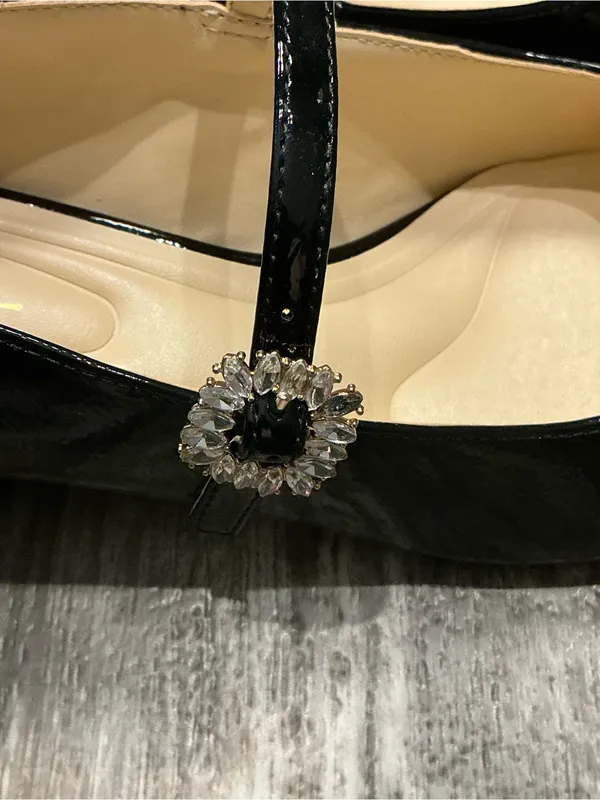 Jessica Simpson Black Patent Mary Jane Flats with Rhinestone Buckle Size 7.5 - Image 15