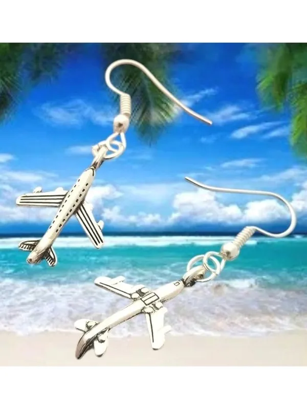 Airplane Earrings New Flight Attendant Gulfstream Aviation Travel Dangle Hooks - Image 10