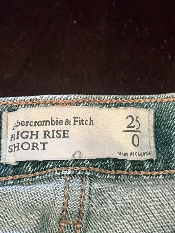 Abercrombie & Fitch High Rise Shorts Womens 0 Light Wash Denim Distressed Cutoff - Image 3