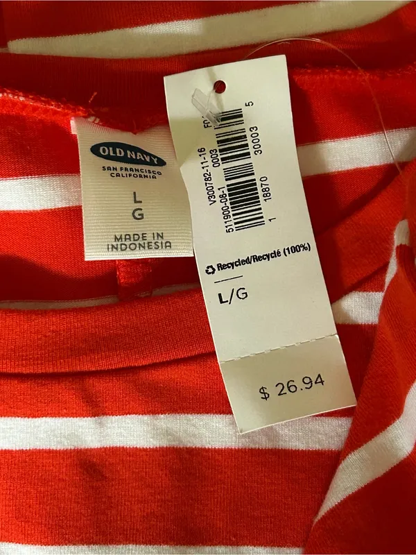 Old Navy Women’s Striped Orange & White Casual Tee Dress LG NWT - Image 10