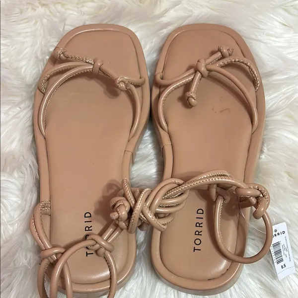 Torrid Tie Ankle Strappy Flatform Sandal Nude. Size 8.5 WW - Image 5