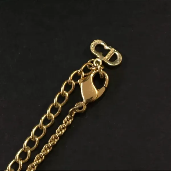 Christian Dior gold perfume bottle necklace with Dior logo - Image 4