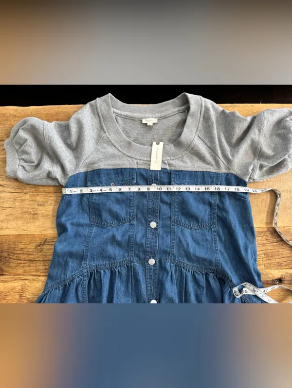 NWT Anthropologie Pilcro Denim Sweatshirt Twofer Swing Oversized Dress ~ Small - Image 10