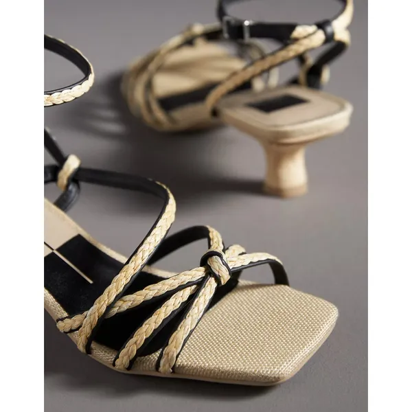 Dolce Vita x Anthropologie Black Neutral Bev Braid Kitten Heels NEW Size 6.5 - Image 6