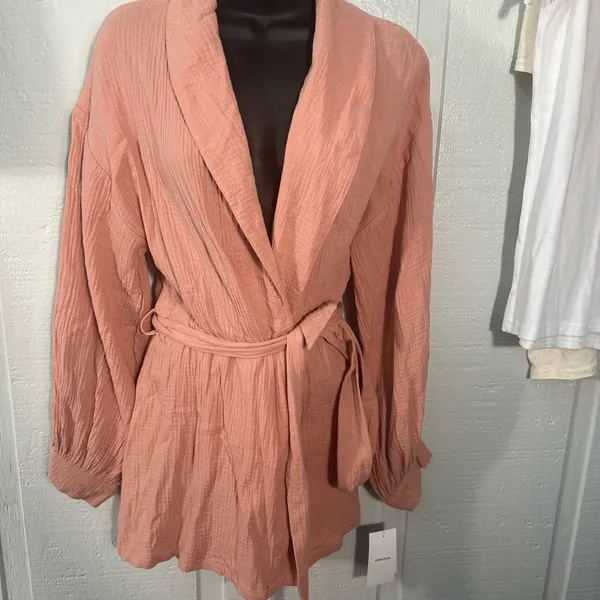 Nordstrom Peach Long Sleeve Wrap Top Size Medium NWT - Image 3