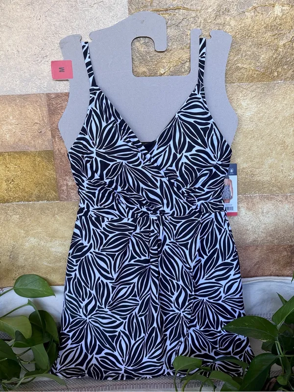 NEW Lands’ End UPF 50+ Adjustable Convertible Swim Abstract Floral Dress, Size M - Image 2