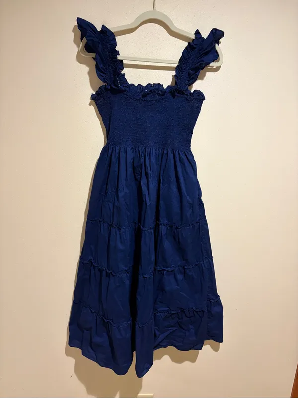 Hill House Ellie Nap Tiered Ruffle Midi Dress Navy Blue Size Medium - Image 5