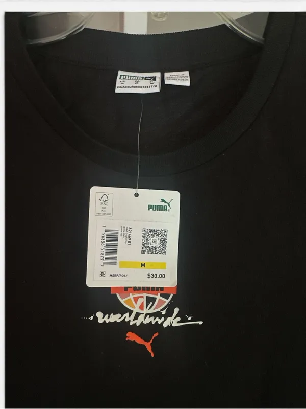 NWT PUMA Women's Worldwide Graphic Tee - Black M - Image 7