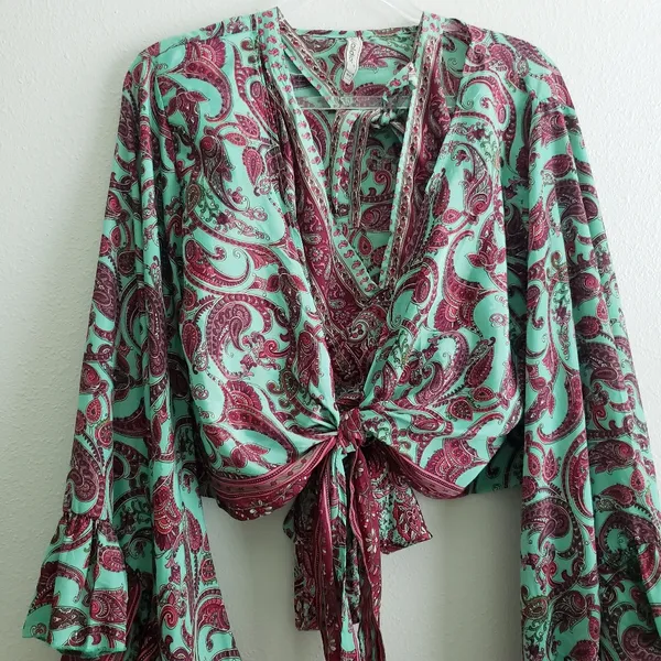 Anthropologie Valdior Boho Bohemian Belle Sleeve Paisley Top Set - Image 3