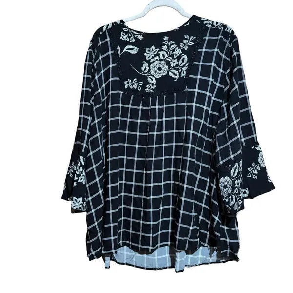 Catherines Tunic Top Womens 26 28W Multicolor Floral Plaid Print Scoop Blouse - Image 6