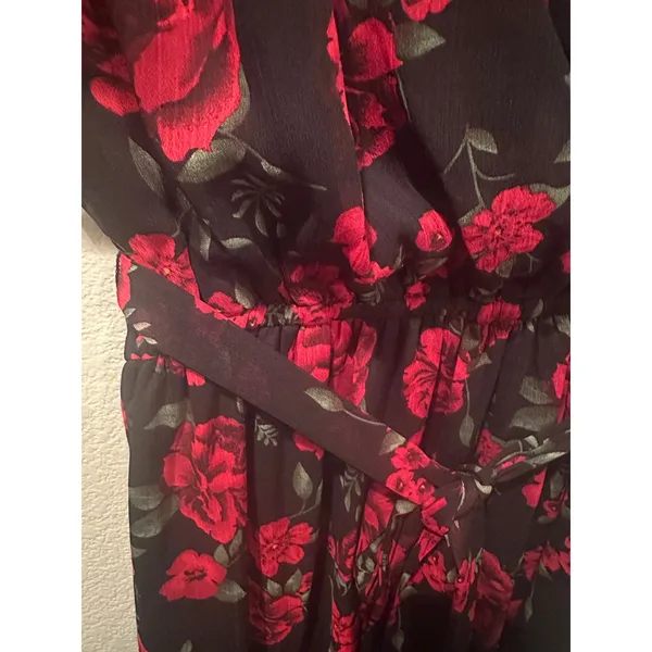 NWT Disney Parks Pixar Coco Women's Flowy Floral Rose V-Neck Maxi Dress L - Image 4
