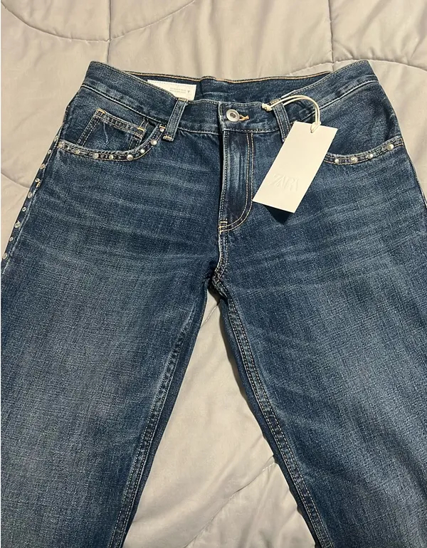 Zara Studded Low Rise Jeans - Image 4