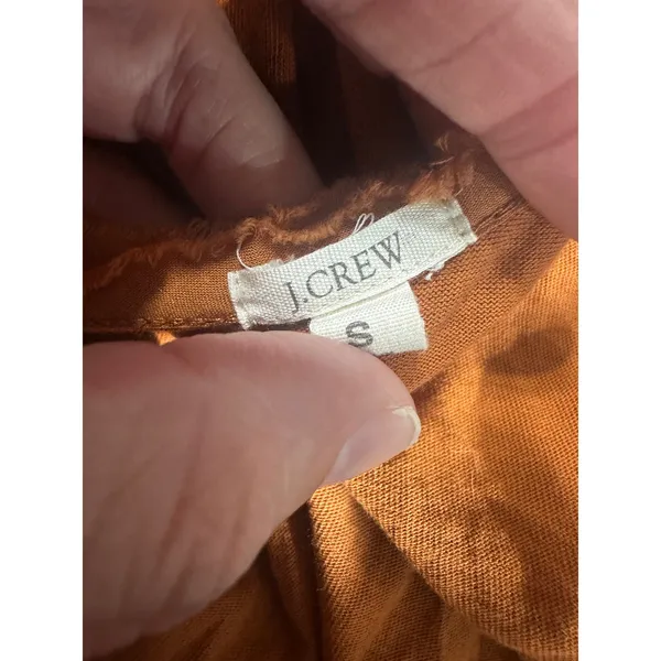 J.Crew Womens Ruffle Front Tank Top‎ Burnt Orange Rust Cotton Y2K Scoop Neck S - Image 6