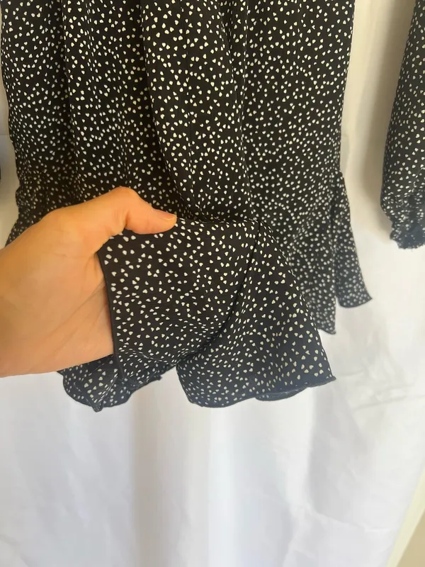 Luxxel Black and White Polka Dot Long-Sleeve Fit-and-Flare Romper - Image 8
