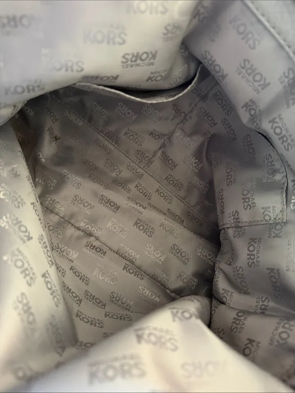 Michael Kors Light Gray Pebbled Leather Satchel with Chain Strap - Image 11