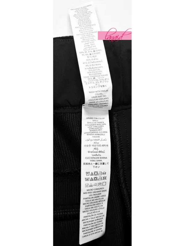 NEW Alo Micro Corduroy Dreamer Wide Leg Trousers Black High-Rise Waist Waisted M - Image 10