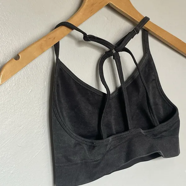 Aerie Offline Charcoal Grey Bralette Crisscross Back Sports Bra Size M - Image 4