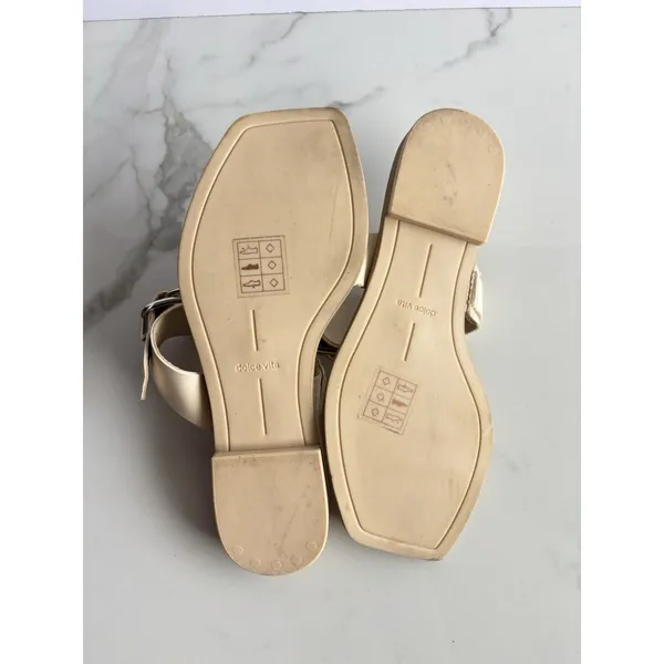 Dolce Vita Ilene Sandals Womens 8.5 Cream Off White Buckle Square Thong Slide - Image 6