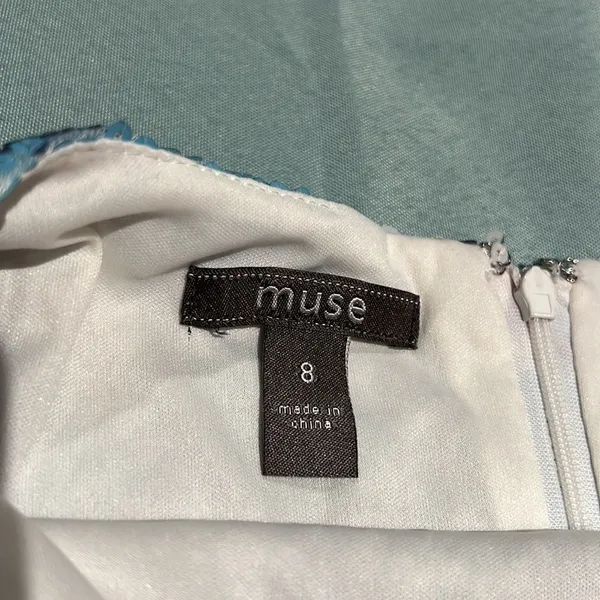Muse All Dress‎ Circles Sequin Print Blue Gray White Size 8 Women Dress C26 - Image 7