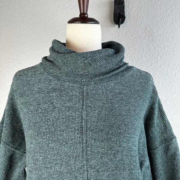 Akimbo Sustainable Midi Mock Sweater Dress Size L Green Cotton Minimal Lagenlook - Image 2