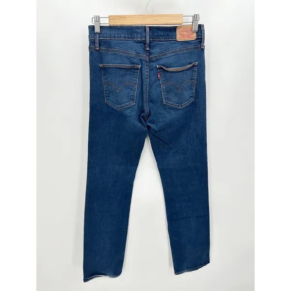 Levis Women Slimming Straight Jeans Medium Wash Stretch Mid Rise‎ Blue Size 30 - Image 2