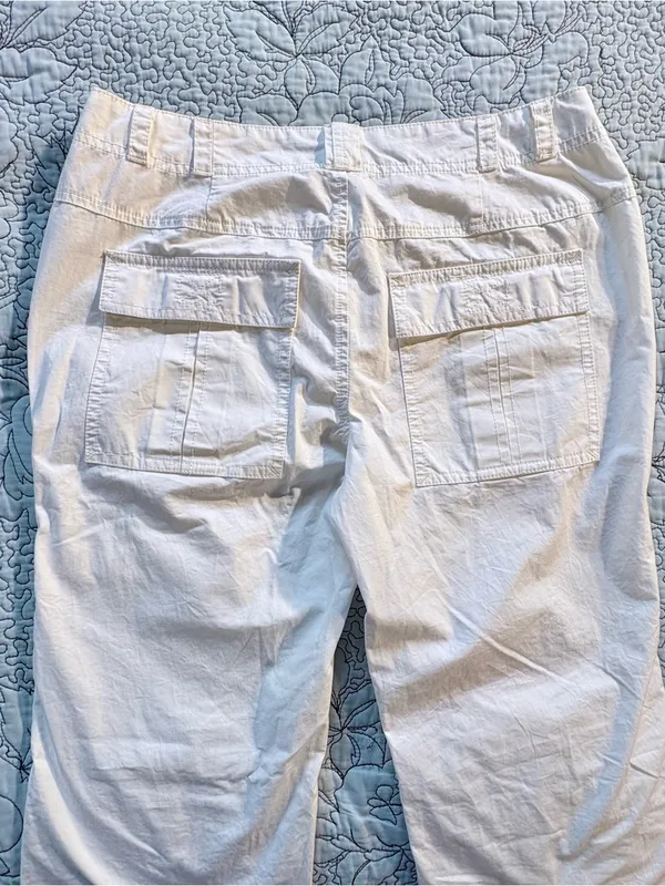 Free People The Thing Is Mid Rise Utility Pants Optic White Cargo Wide Leg~2🧡 - Image 6