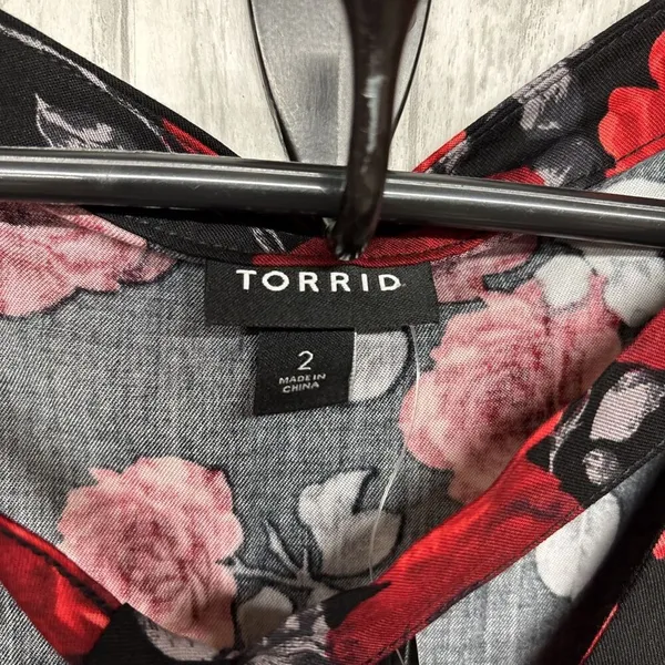 Womens Size 2 2X Torrid Midi Neck Tie Floral Dress NWT - Image 7