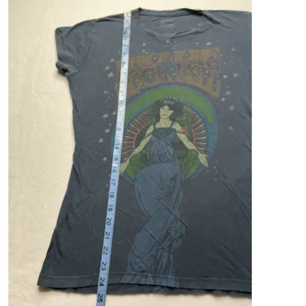 Pop West Studios Peace Love and Rock N Roll Graphic T-Shirt Women Large Gray - Image 5