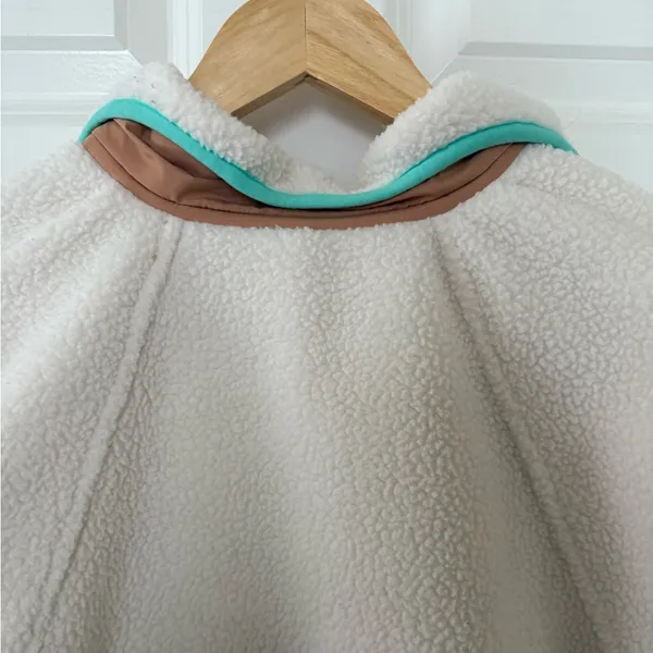FP Movement by Free People Cream Sherpa Pullover with Tan Trim and Blue Accents - Image 10